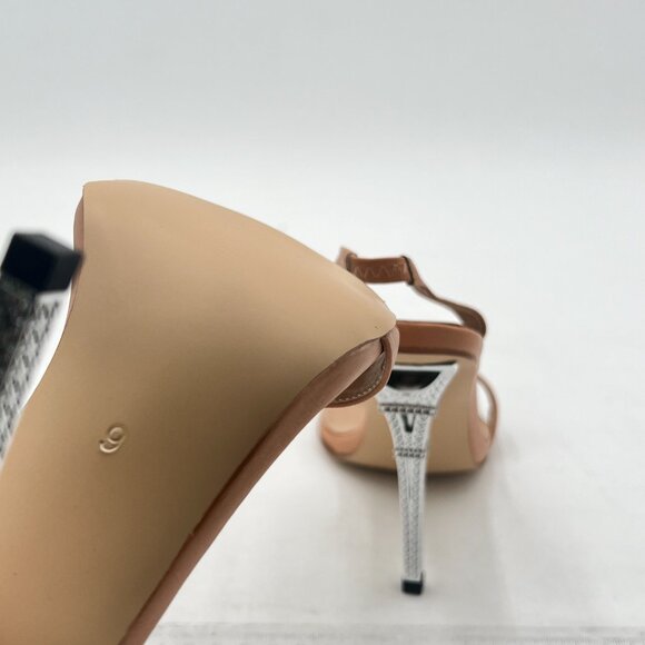 Nude Women Open Toe Slip on Sandals High Heel Slingbacks Braid Ball Dance Shoes - Picture 5 of 6